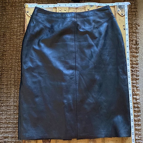 WILSON LEATHER SKIRT PELLE STUDIO BODYCON BLACK LEATHER SKIRT MIDI SKIRT 4 VTG - Picture 4 of 14